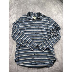 LL Bean Shirt Mens Medium Blue Striped Long Sleeve‎ Button Up